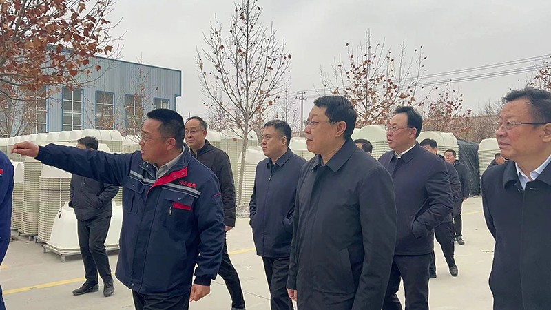 2024年1月31日县委书记刘新营及县领导班子来河北盛宝环保设备有限公司指导工作