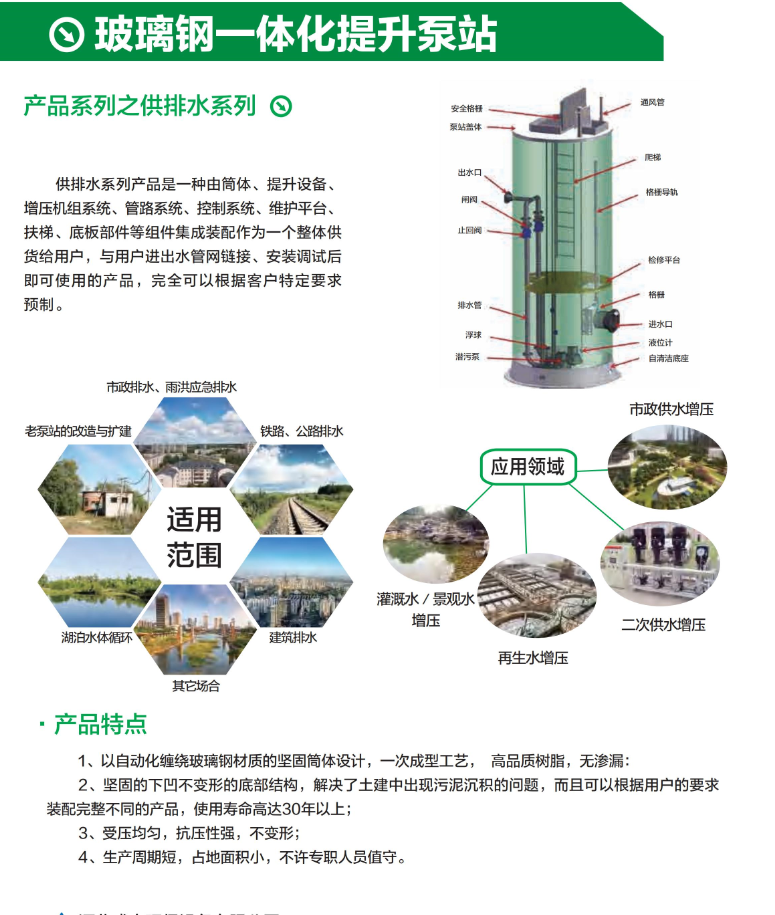 一体化提升泵站  雨水提升泵站 污水提升泵站 玻璃钢预制泵站